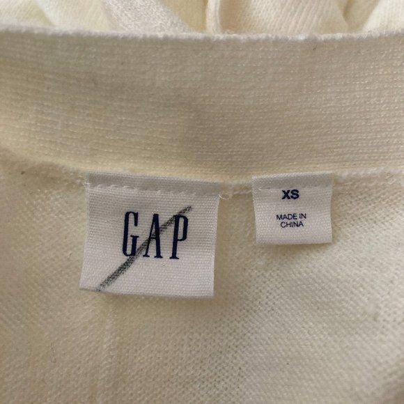 Gap Cardigan Sweater Womens XS Merino Wool Ivory Vneck - Picture 3 of 9